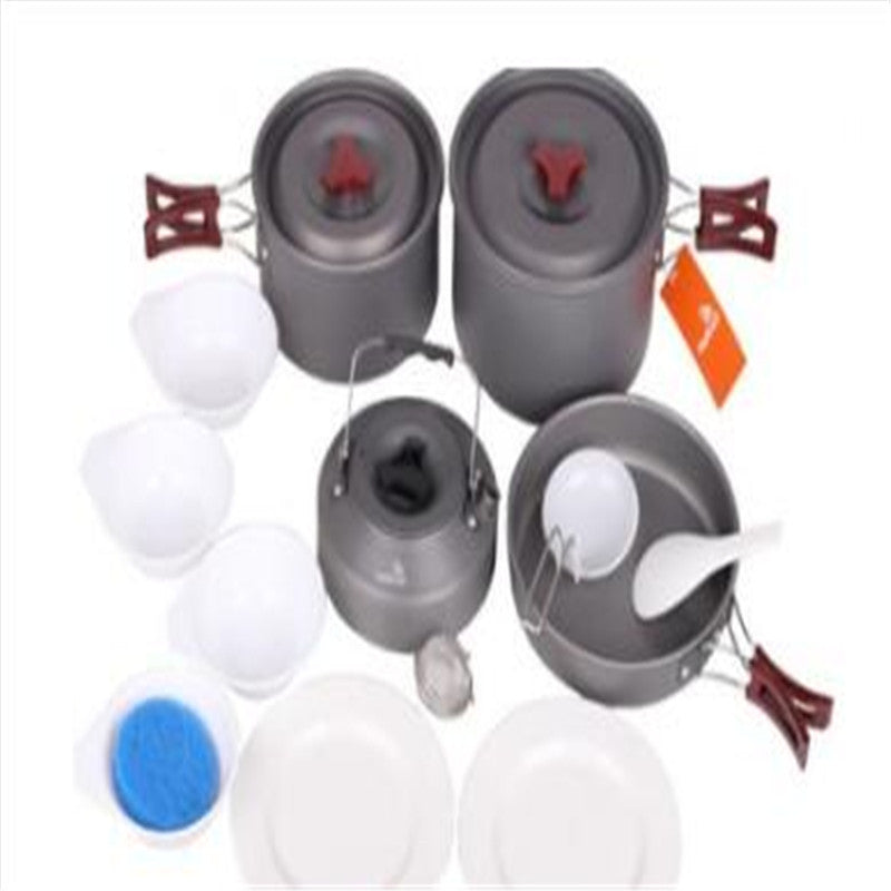 Batterie Cuisine Camping Alumine 3 Pièces - Set Casseroles Emboîtables 660g - Camp de Base Farzen