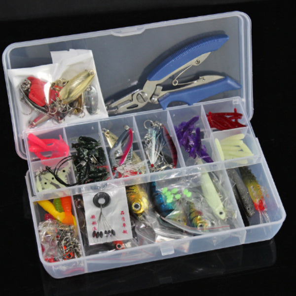 Kit Leurres Pêche 132 Pièces - Appâts Souples + Hameçons Carbone - Camp de Base Farzen
