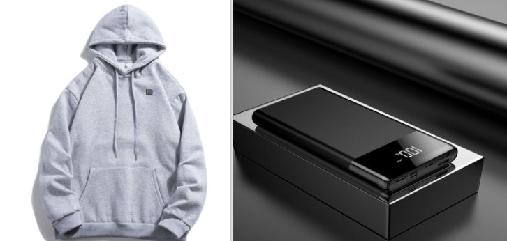Pull Chauffant Électrique USB Homme - Sweat Capuche Hiver Rechargeable 1168g - Camp de Base Farzen