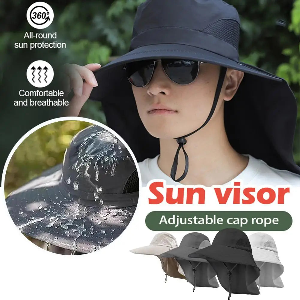 Chapeau Large Bord Rabat Nuque Anti-UV - Ajustable Polyester Outdoor - Camp de Base Farzen