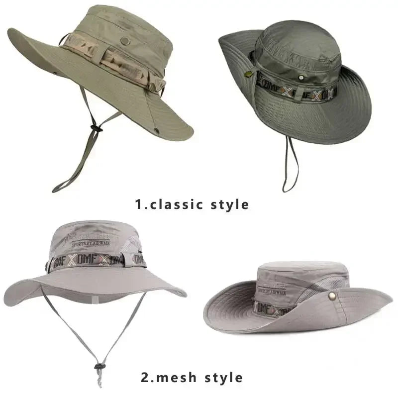 Chapeau Bob Été Homme Protection UV - Panama Safari Polyester Large Bord - Camp de Base Farzen