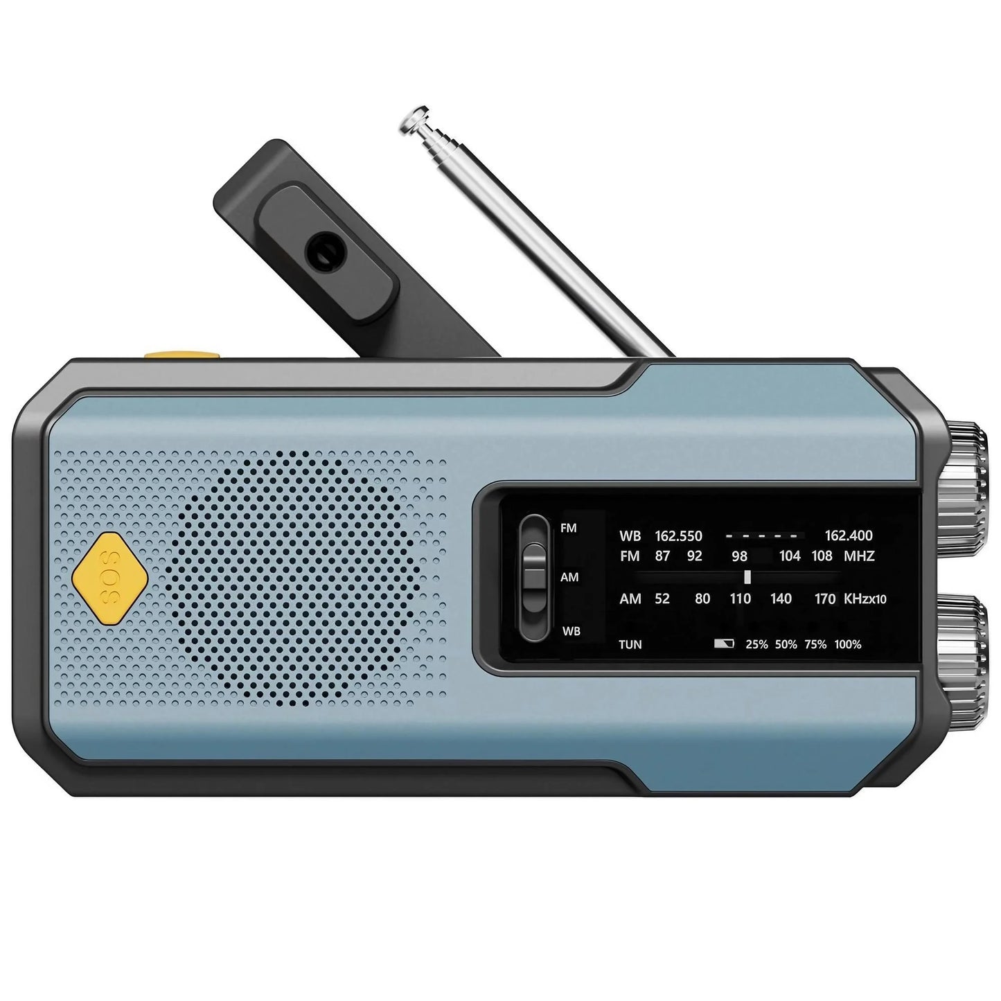 Radio Météo Urgence FM AM WB - Solaire Manivelle 2000mAh LED - Camp de Base Farzen