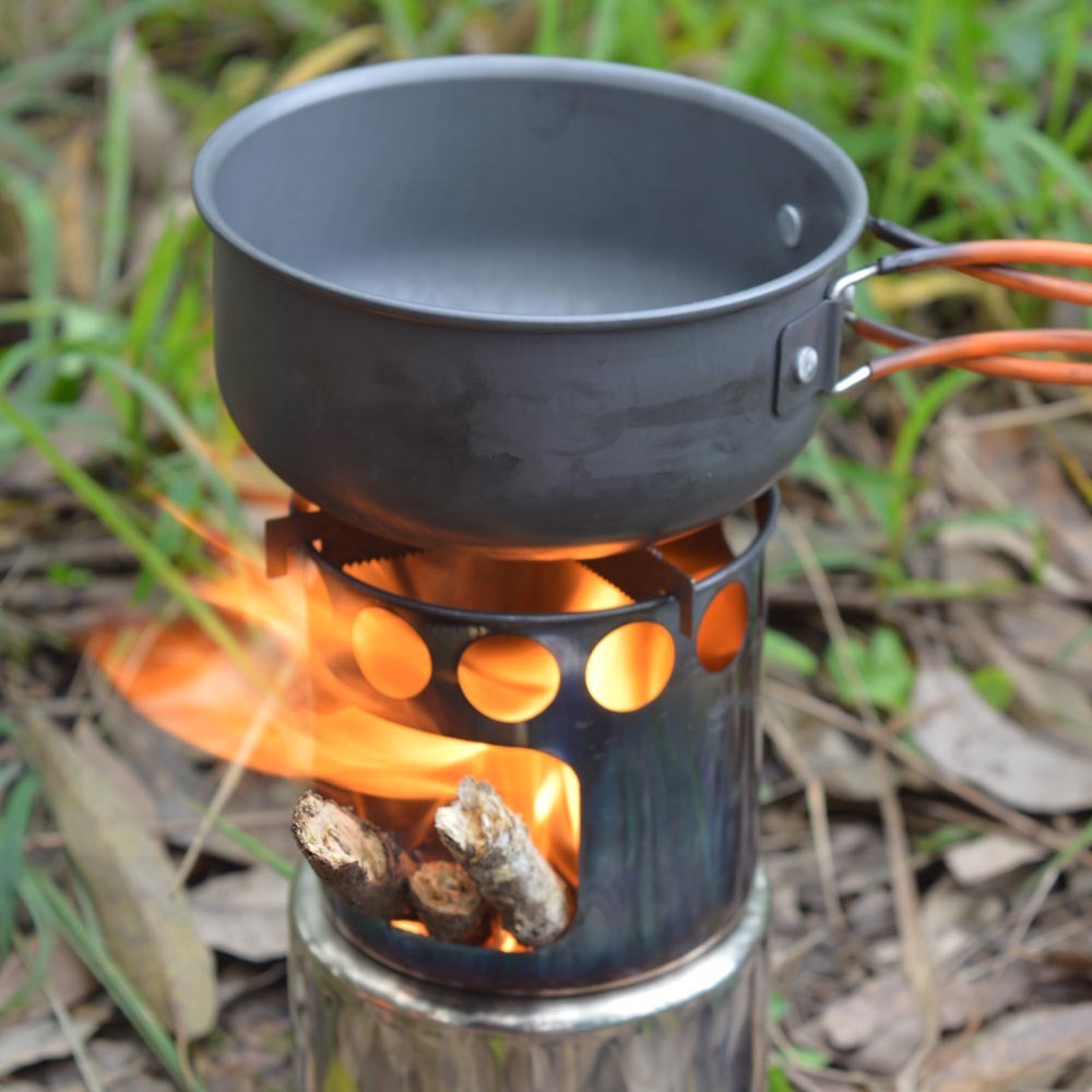 Réchaud Bois Portable Camping Acier Inoxydable Pliable - Camp de Base Farzen