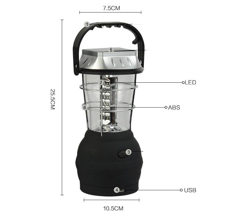 Lampe de Camping Solaire avec Manivelle - Rechargeable 1200mAh - Camp de Base Farzen