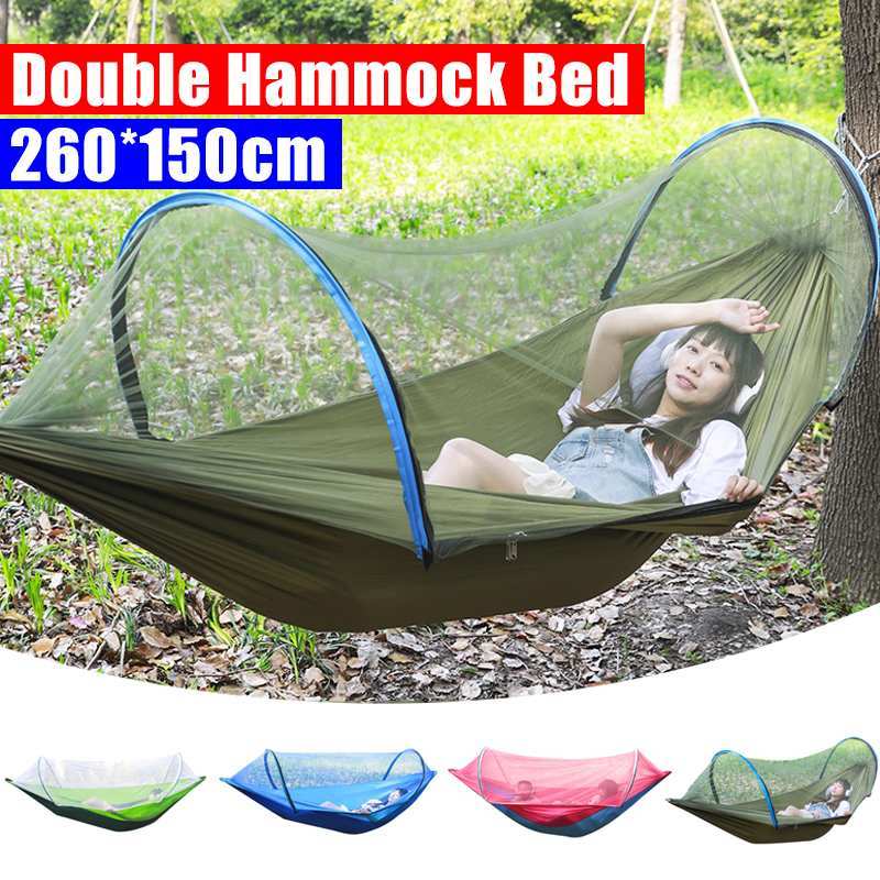 Hamac 2 Personnes Parachute avec Moustiquaire - Nylon Taffeta 210T - Camp de Base Farzen