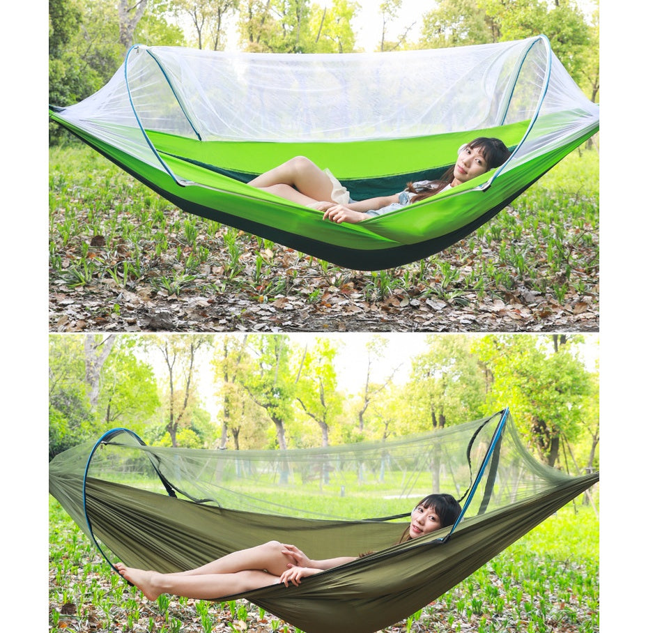 Hamac 2 Personnes Parachute avec Moustiquaire - Nylon Taffeta 210T - Camp de Base Farzen