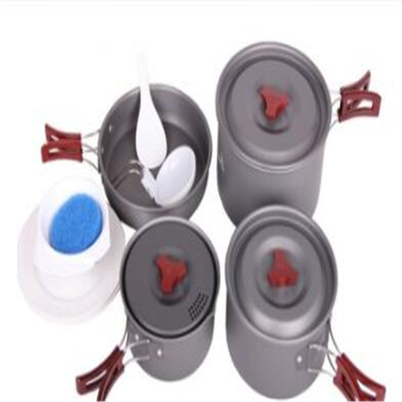 Batterie Cuisine Camping Alumine 3 Pièces - Set Casseroles Emboîtables 660g - Camp de Base Farzen