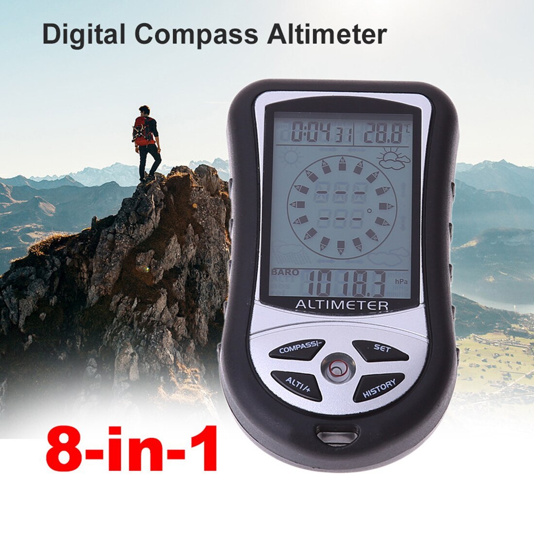 Altimètre électronique portatif 8 en 1, baromètre, boussole, altimètre, randonnée, alpinisme - Camp de Base Farzen