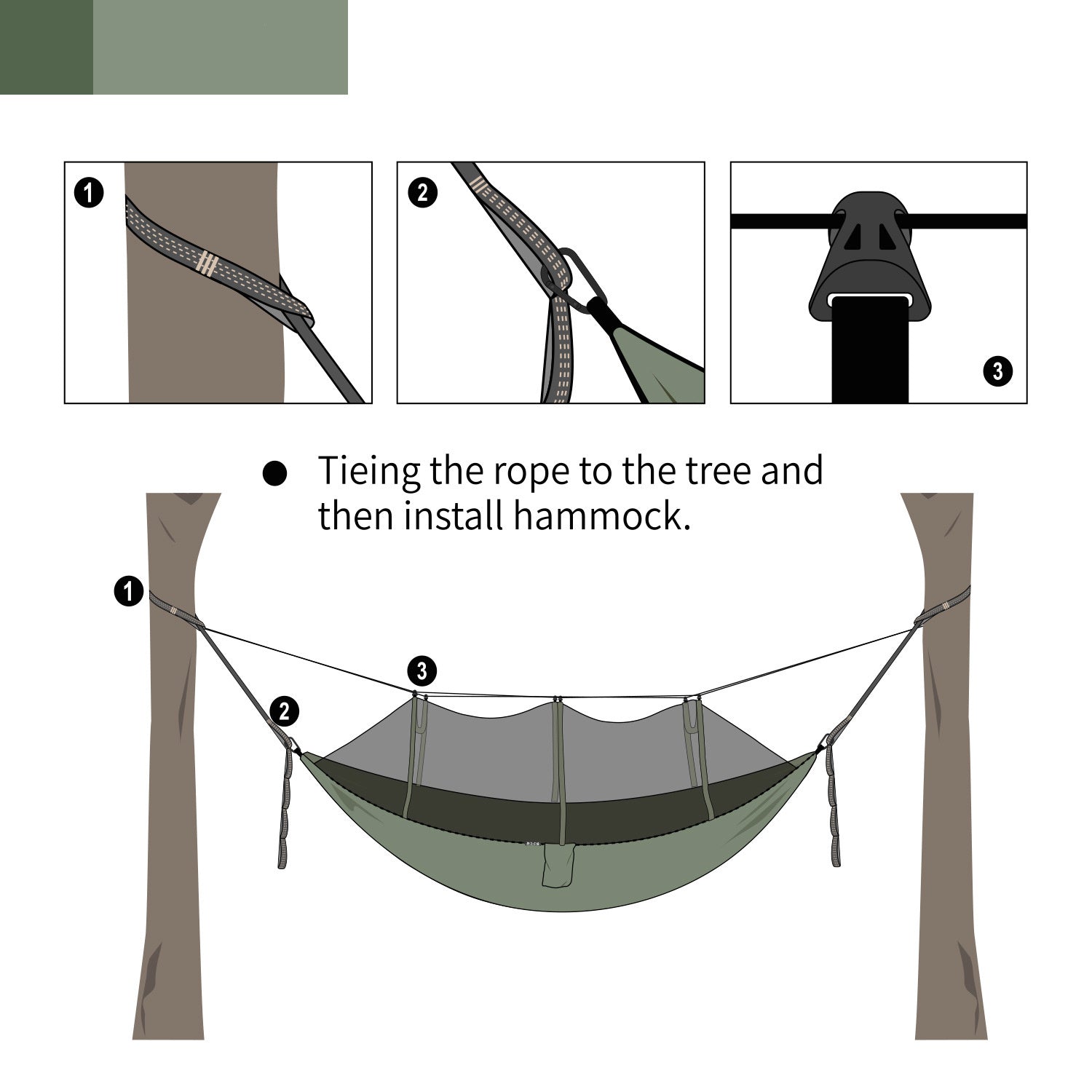 Hamac Anti-Moustiques Camping - Protection Intégrée Nylon 300kg - Camp de Base Farzen