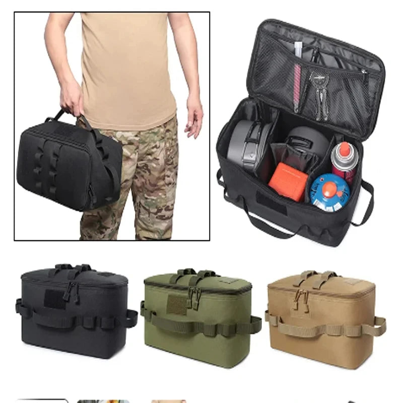 Sac Rangement Camping Oxford 600D - Organisateur Réchaud Ustensiles 310g - Camp de Base Farzen