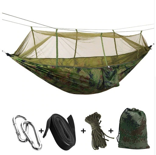 Hamac Double Parachute Moustiquaire - Nylon 210T Anti-Insectes - Camp de Base Farzen
