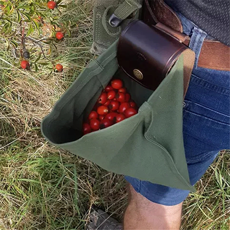 Sac Banane Pliable Vintage Cueillette Randonnée Cuir 22x21cm - Camp de Base Farzen