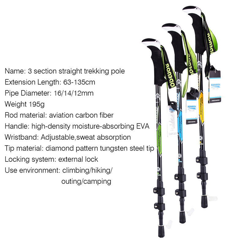Bâton Randonnée Fibre Carbone Télescopique - 215g Ultra-Léger - Camp de Base Farzen