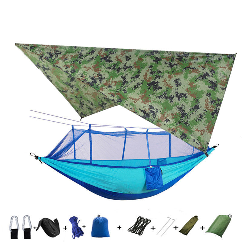 Hamac Double Parachute Moustiquaire - Nylon 210T Anti-Insectes - Camp de Base Farzen