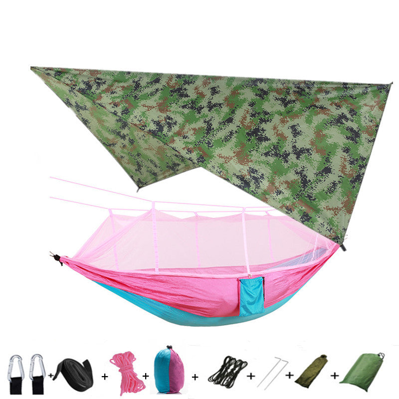 Hamac Double Parachute Moustiquaire - Nylon 210T Anti-Insectes - Camp de Base Farzen