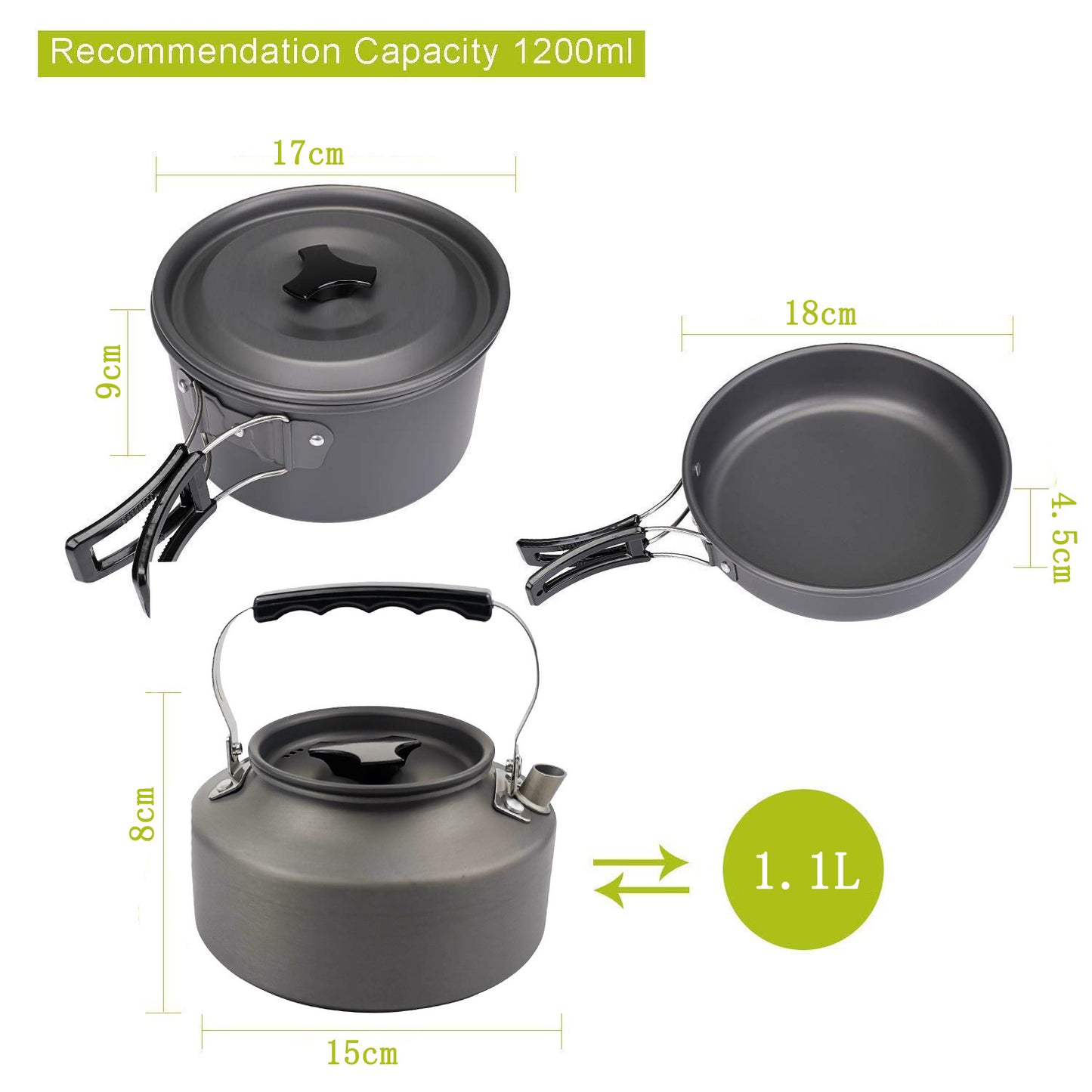 Kit Cuisine Camping Complet Réchaud + 8 Ustensiles Aluminium - Camp de Base Farzen