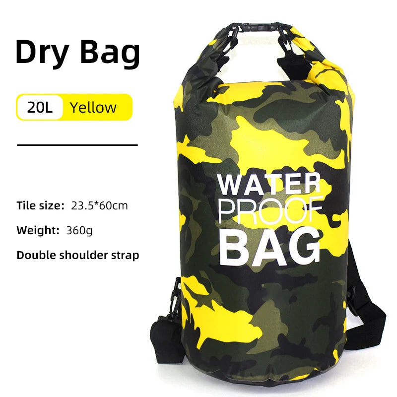 Sac Étanche PVC 10L 20L - Imperméable Natation Rafting Kayak - Camp de Base Farzen