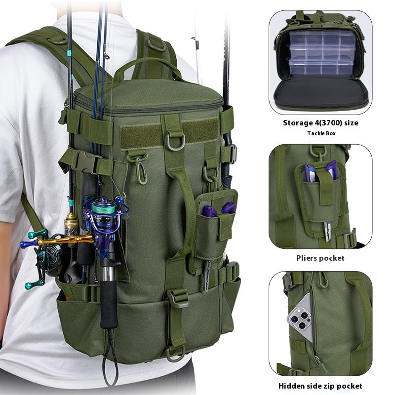 Sac à dos de randonnée multifonctionnel, sac de sport de pêche en tissu Oxford imperméable - Camp de Base Farzen