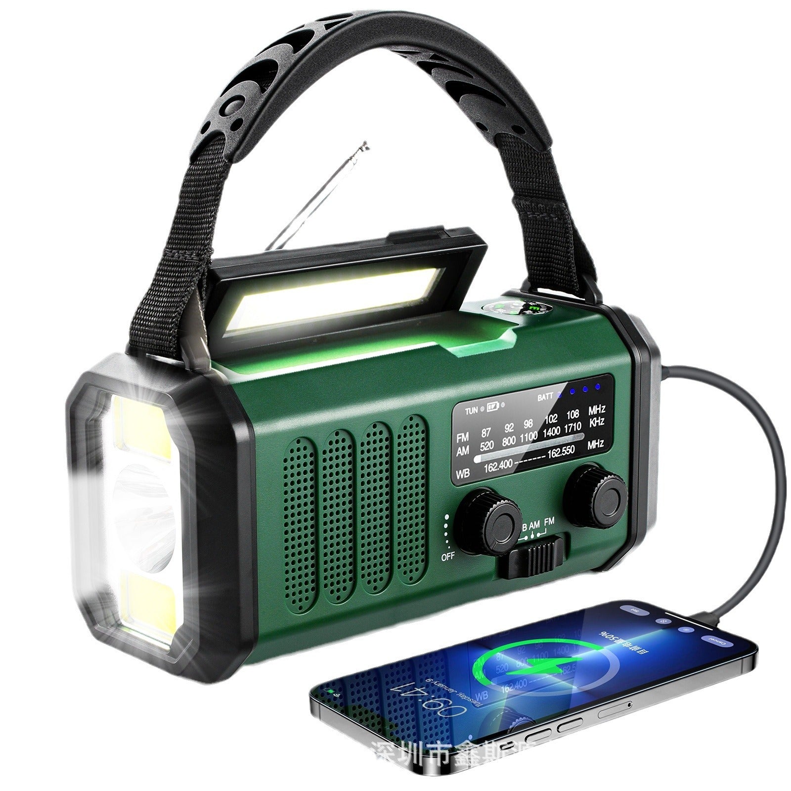 Radio d'Urgence Dynamo Solaire 3-en-1 | Lampe Torche & Boussole - Camp de Base Farzen