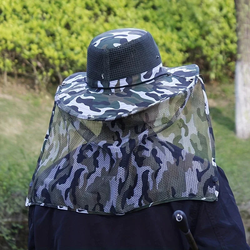 Chapeau Pêche Maille Respirante - Large Bord Nylon Anti-UV Pliable - Camp de Base Farzen