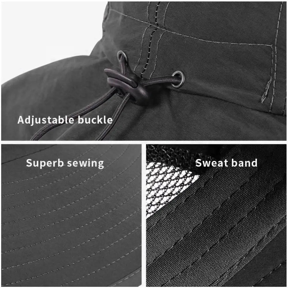 Chapeau Large Bord Rabat Nuque Anti-UV - Ajustable Polyester Outdoor - Camp de Base Farzen