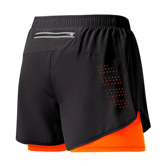 Short Fitness Homme Double Couche - Séchage Rapide Running Sport Noir - Camp de Base Farzen