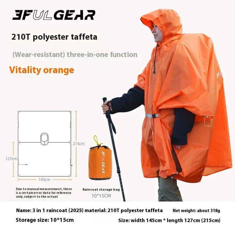 Poncho Imperméable 3 en 1 Ultraléger - Silicone 15D 200g - Camp de Base Farzen