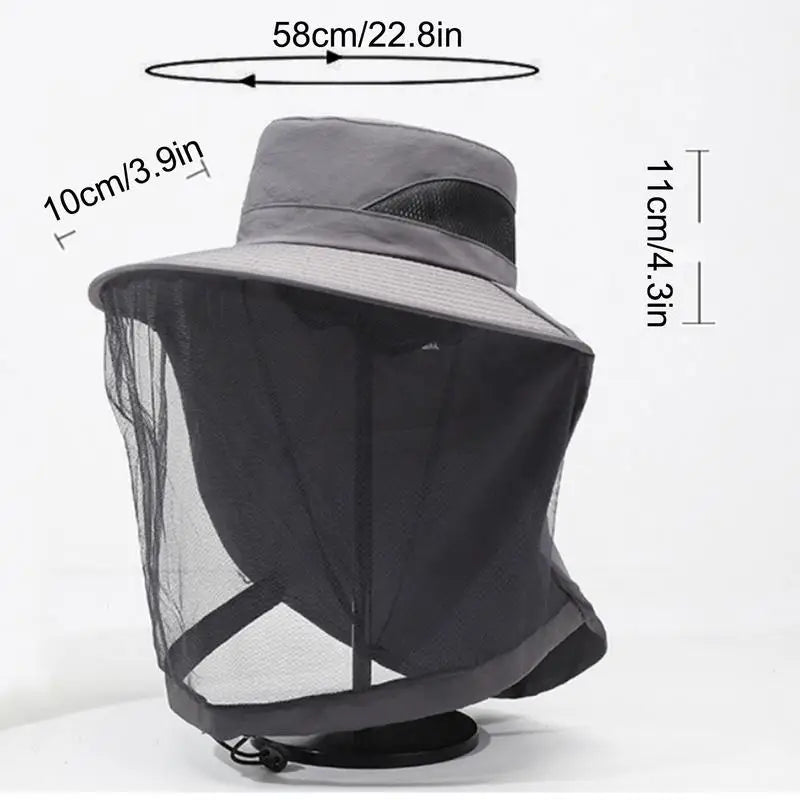 Chapeau Anti-Abeilles Filet Intégral - Protection Apiculture Pêche Coton - Camp de Base Farzen