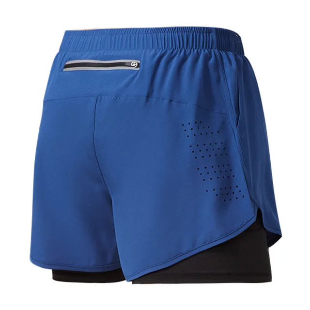 Short Fitness Homme Double Couche - Séchage Rapide Running Sport Noir - Camp de Base Farzen