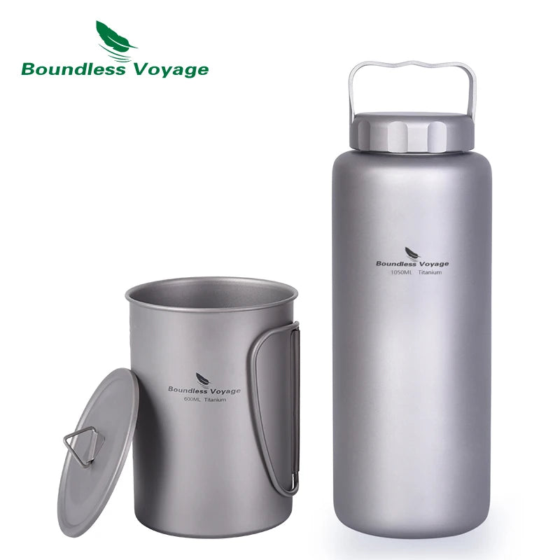 Gourde Titane 1050ml Grande Capacité - Anti-Fuite Expédition Longue Durée - Camp de Base Farzen
