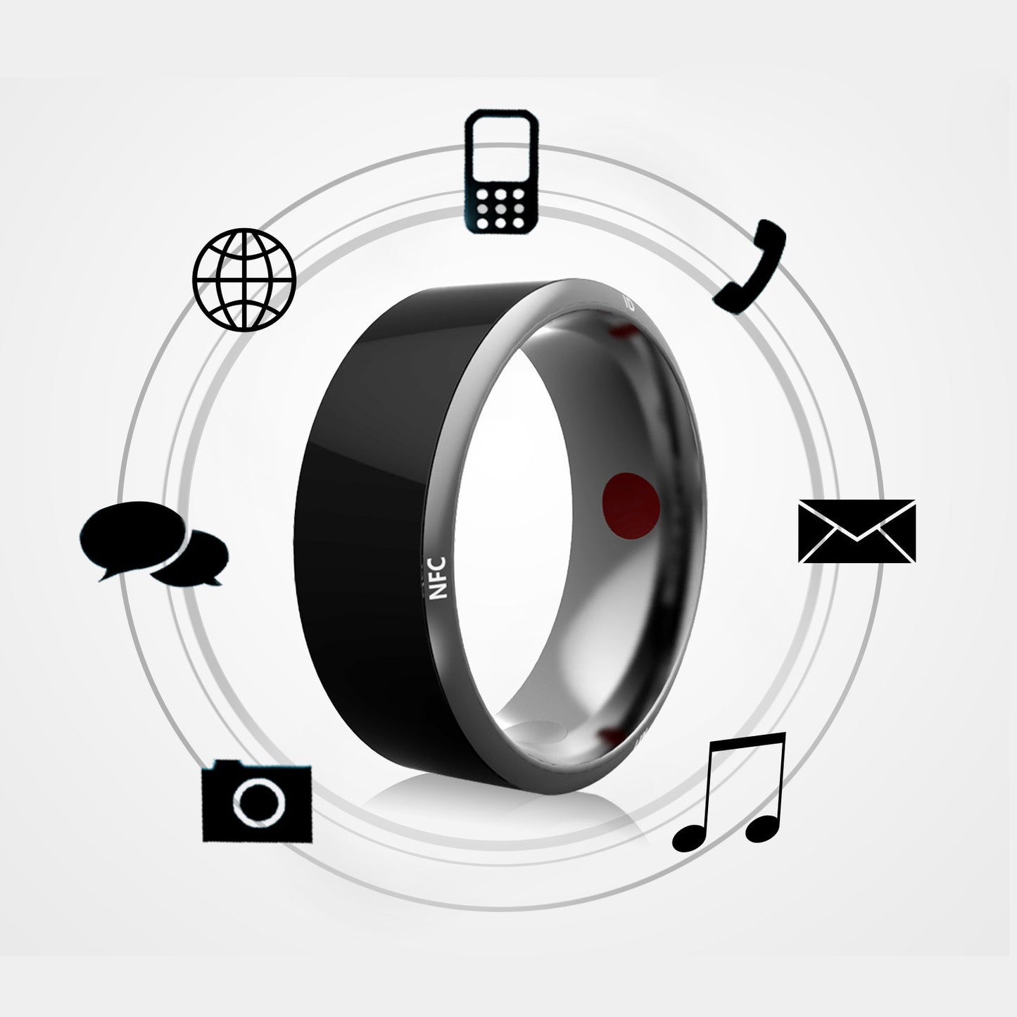 Bague connectée multifonctionnelle noire haute technologie - Camp de Base Farzen
