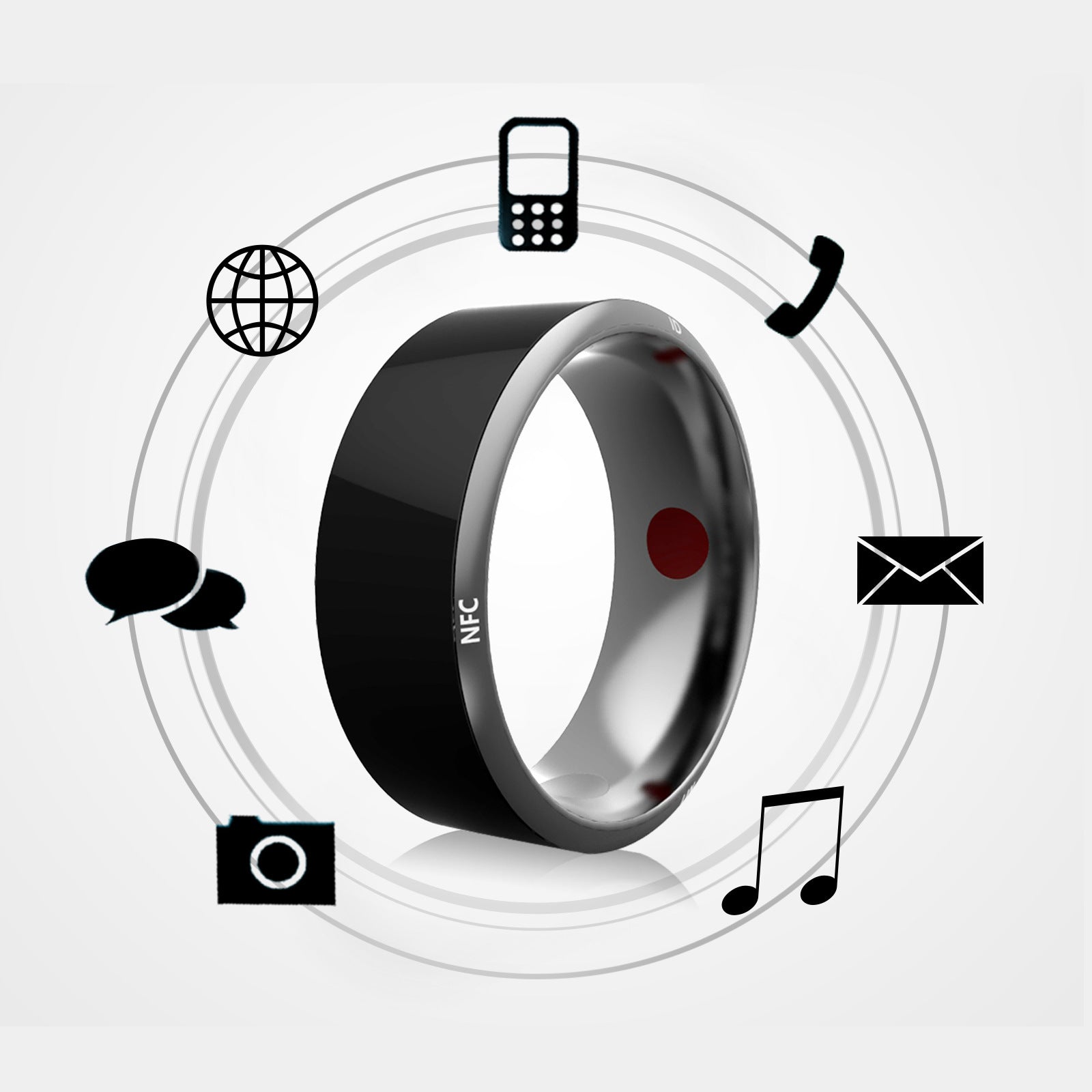 Bague connectée multifonctionnelle noire haute technologie - Camp de Base Farzen