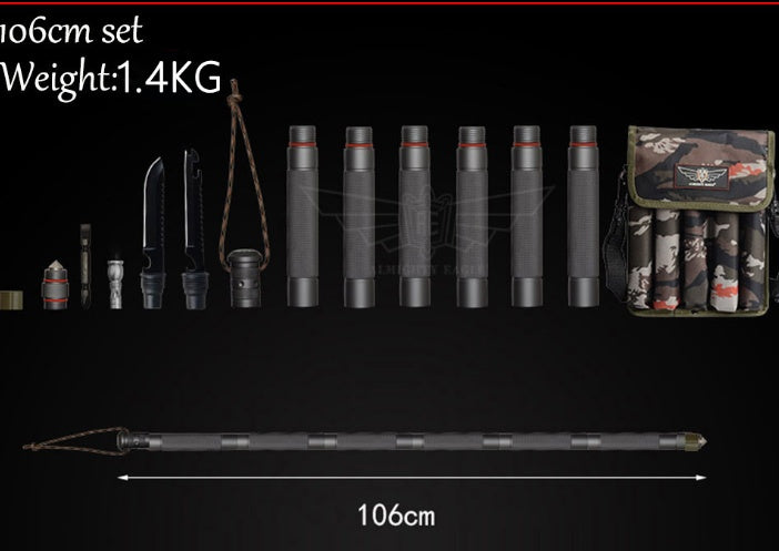 Bâton Alpenstock Tactique Multifonctionnel - 1192g - Camp de Base Farzen