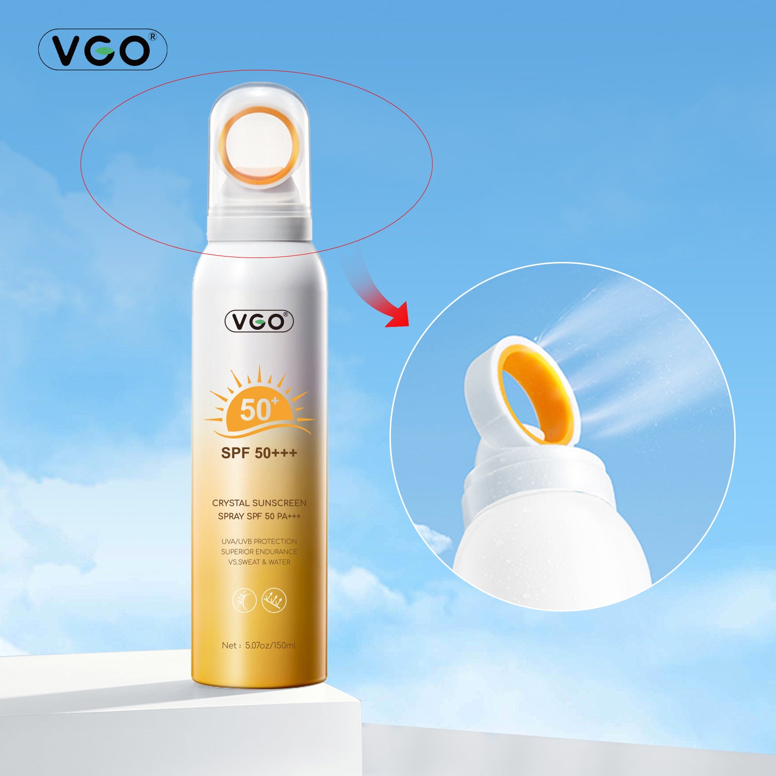 Crème Solaire Spray CRYSTAL SPF 50+ PA++++ - Protection UV Maximale Outdoor - Camp de Base Farzen