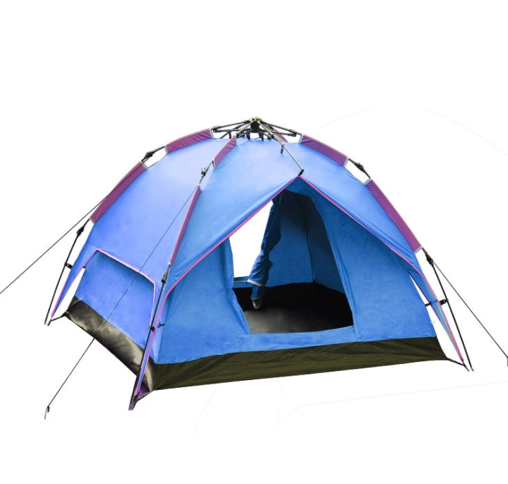 Tente Camping Automatique 3-4 Personnes - Double Porte 220x200cm - Camp de Base Farzen