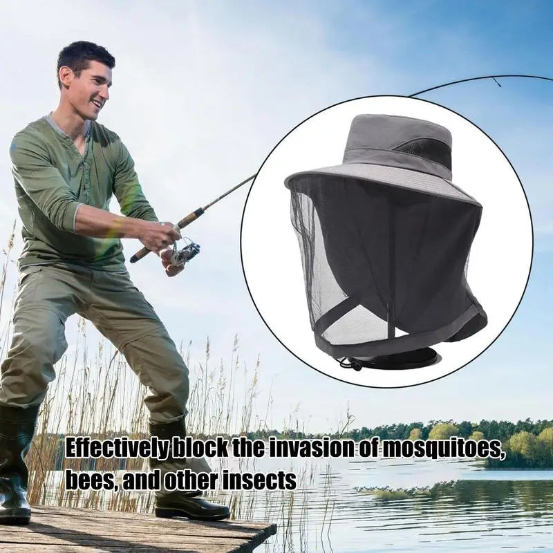 Chapeau Anti-Abeilles Filet Intégral - Protection Apiculture Pêche Coton - Camp de Base Farzen