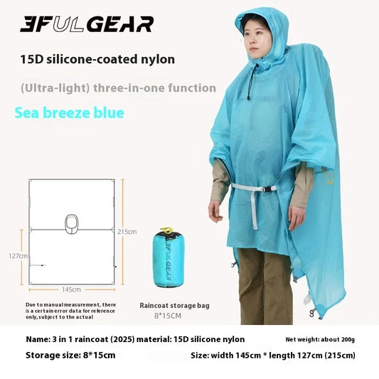 Poncho Imperméable 3 en 1 Ultraléger - Silicone 15D 200g - Camp de Base Farzen