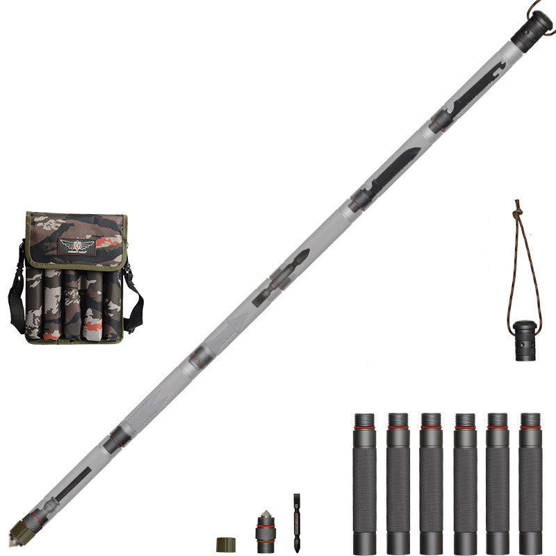 Bâton Randonnée Poignée Droite 4 Sections - Robuste 1145g - Camp de Base Farzen