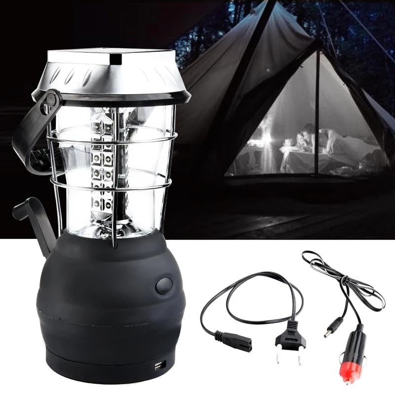 Lampe de Camping Solaire avec Manivelle - Rechargeable 1200mAh - Camp de Base Farzen