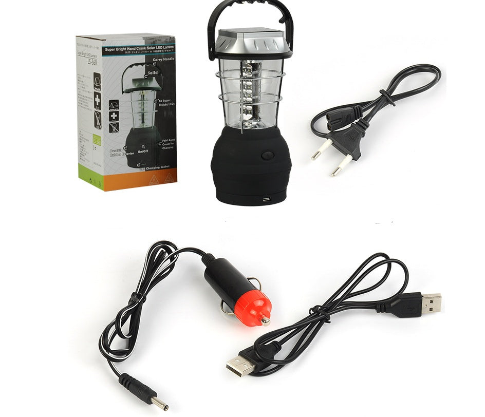 Lampe de Camping Solaire avec Manivelle - Rechargeable 1200mAh - Camp de Base Farzen