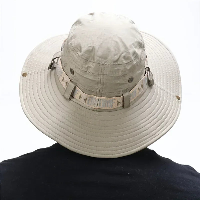 Chapeau Bob Été Homme Protection UV - Panama Safari Polyester Large Bord - Camp de Base Farzen