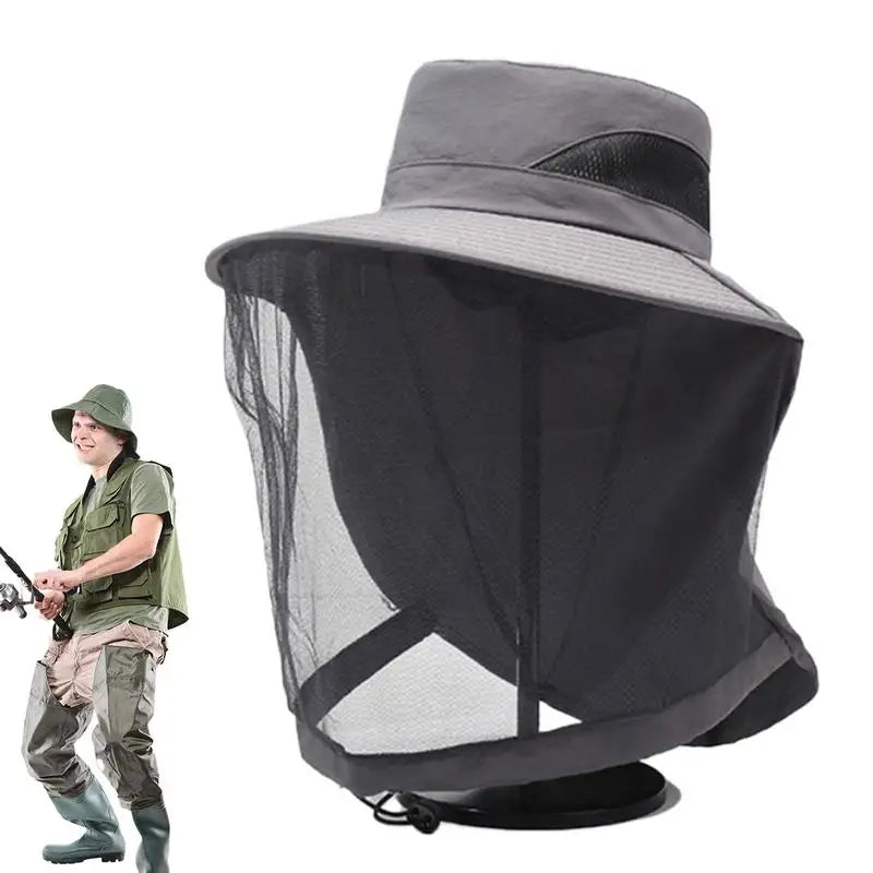 Chapeau Anti-Abeilles Filet Intégral - Protection Apiculture Pêche Coton - Camp de Base Farzen