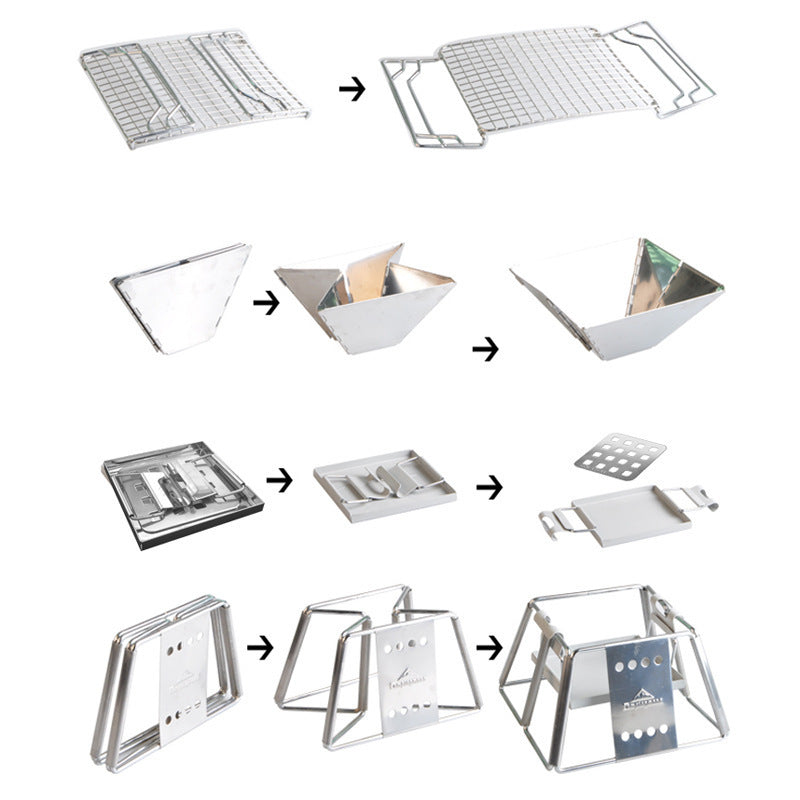 Barbecue Portable Pliable Acier Inoxydable Grille Antiadhésive - Camp de Base Farzen