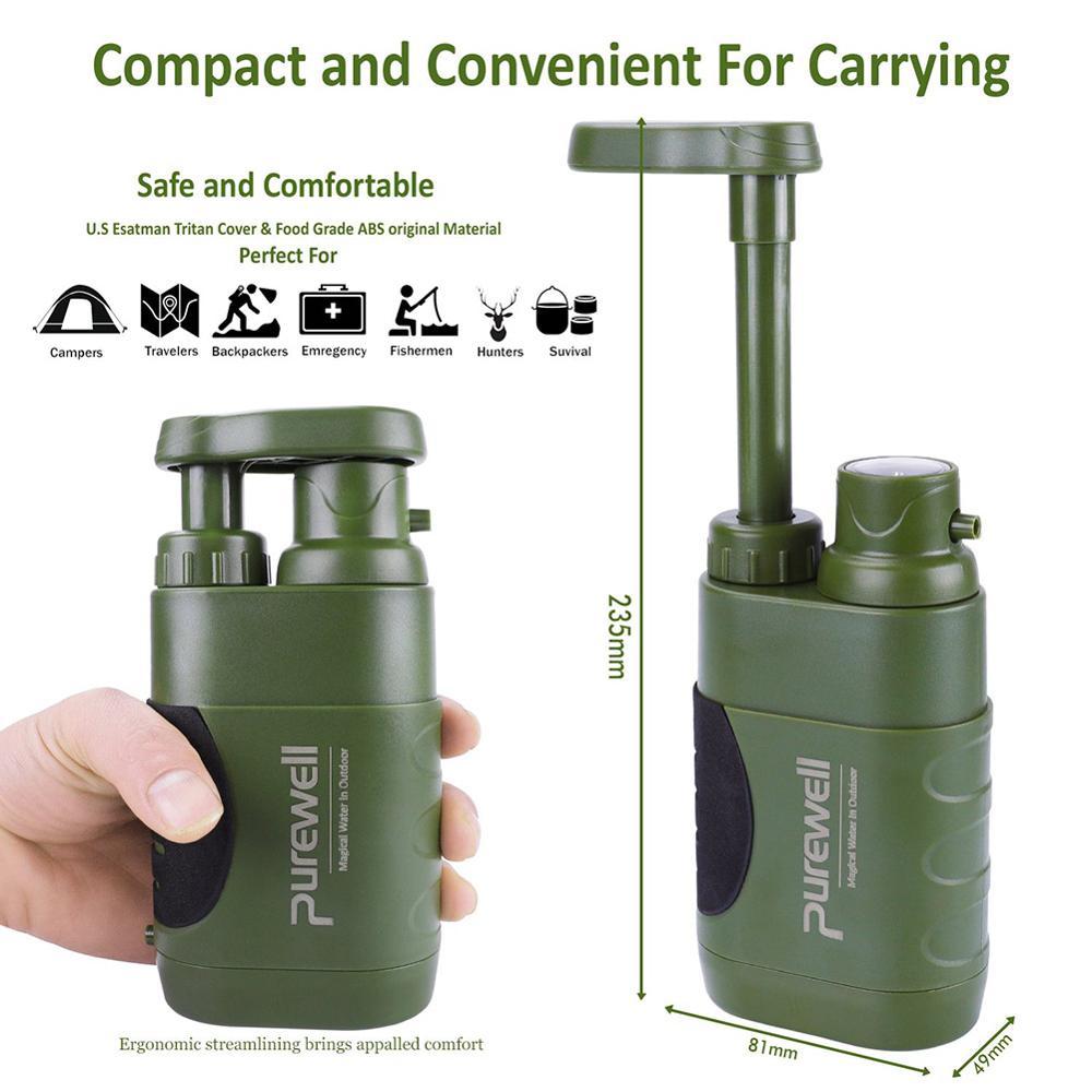 Purificateur Eau Multi-Étapes 350g - Camping Urgence Milieu Sauvage Outdoor - Camp de Base Farzen