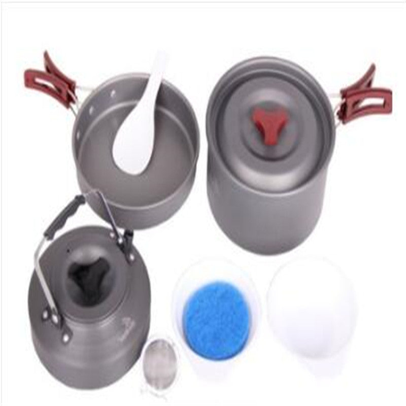 Batterie Cuisine Camping Alumine 3 Pièces - Set Casseroles Emboîtables 660g - Camp de Base Farzen