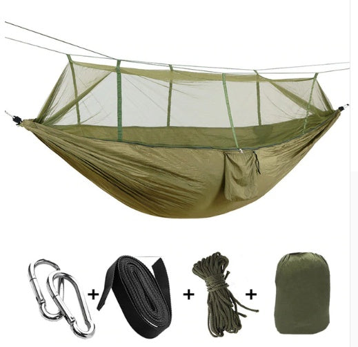 Hamac Double Parachute Moustiquaire - Nylon 210T Anti-Insectes - Camp de Base Farzen