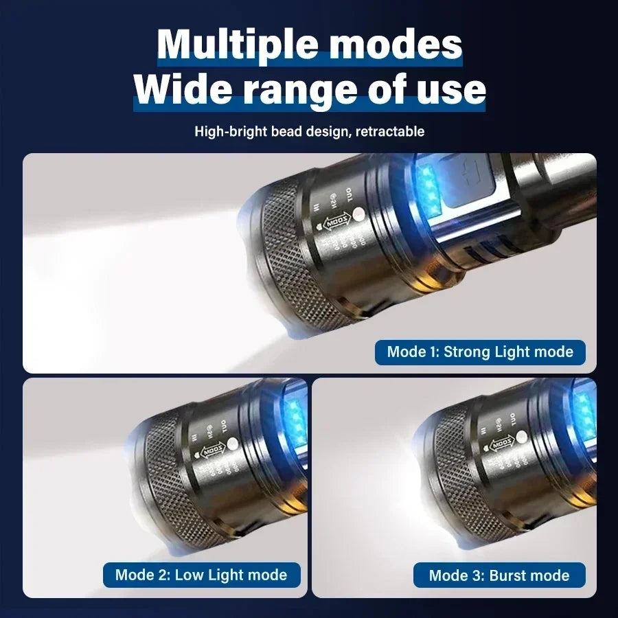 Lampe Torche LED Professionnelle Rechargeable USB - Écran Digital Zoom 100g - Camp de Base Farzen