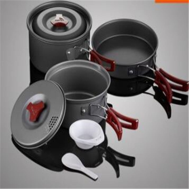 Batterie Cuisine Camping Alumine 3 Pièces - Set Casseroles Emboîtables 660g - Camp de Base Farzen