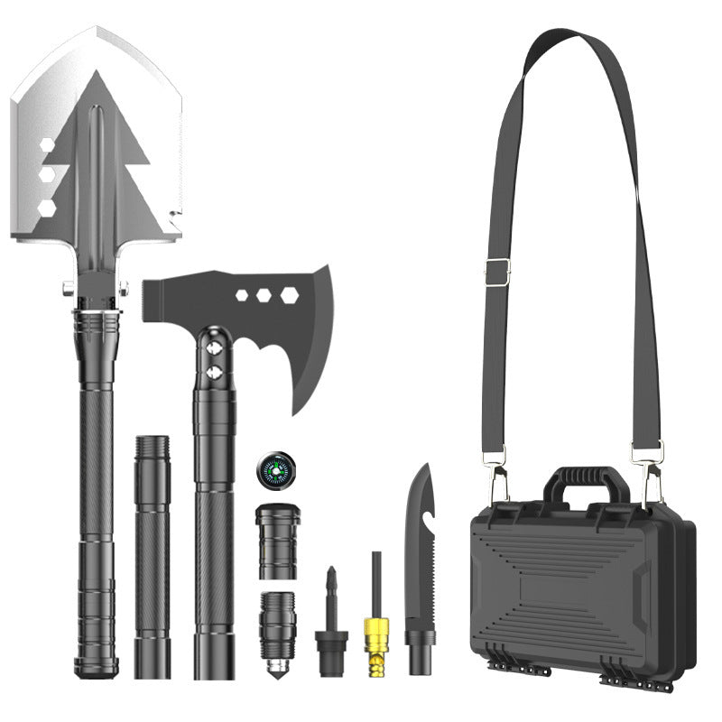Pelle Multifonction Camping Aluminium 6063 - Kit Ingénieur Pliable 2,12kg - Camp de Base Farzen