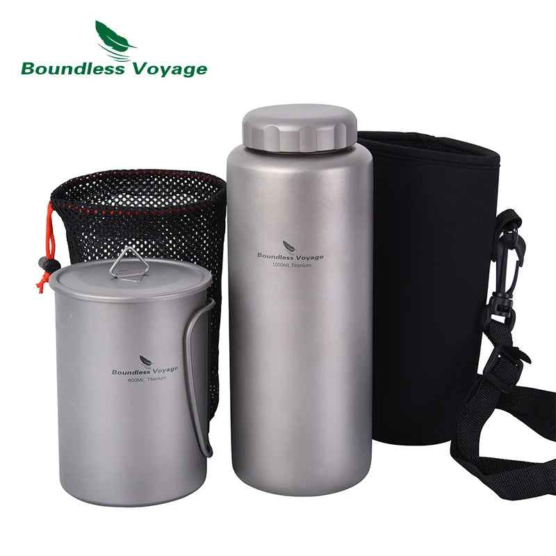 Gourde Titane 1050ml Grande Capacité - Anti-Fuite Expédition Longue Durée - Camp de Base Farzen